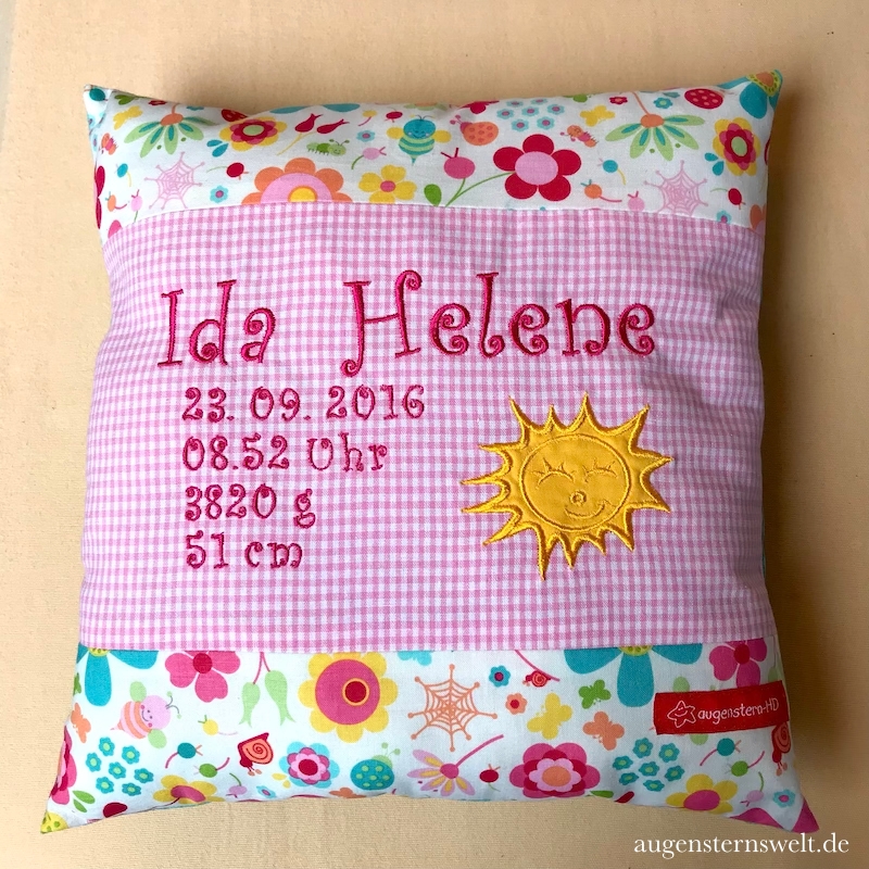 Ein Geburtserinnerungskissen für Ida